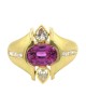 Satin Finish Pink Sapphire and Diamond Ring